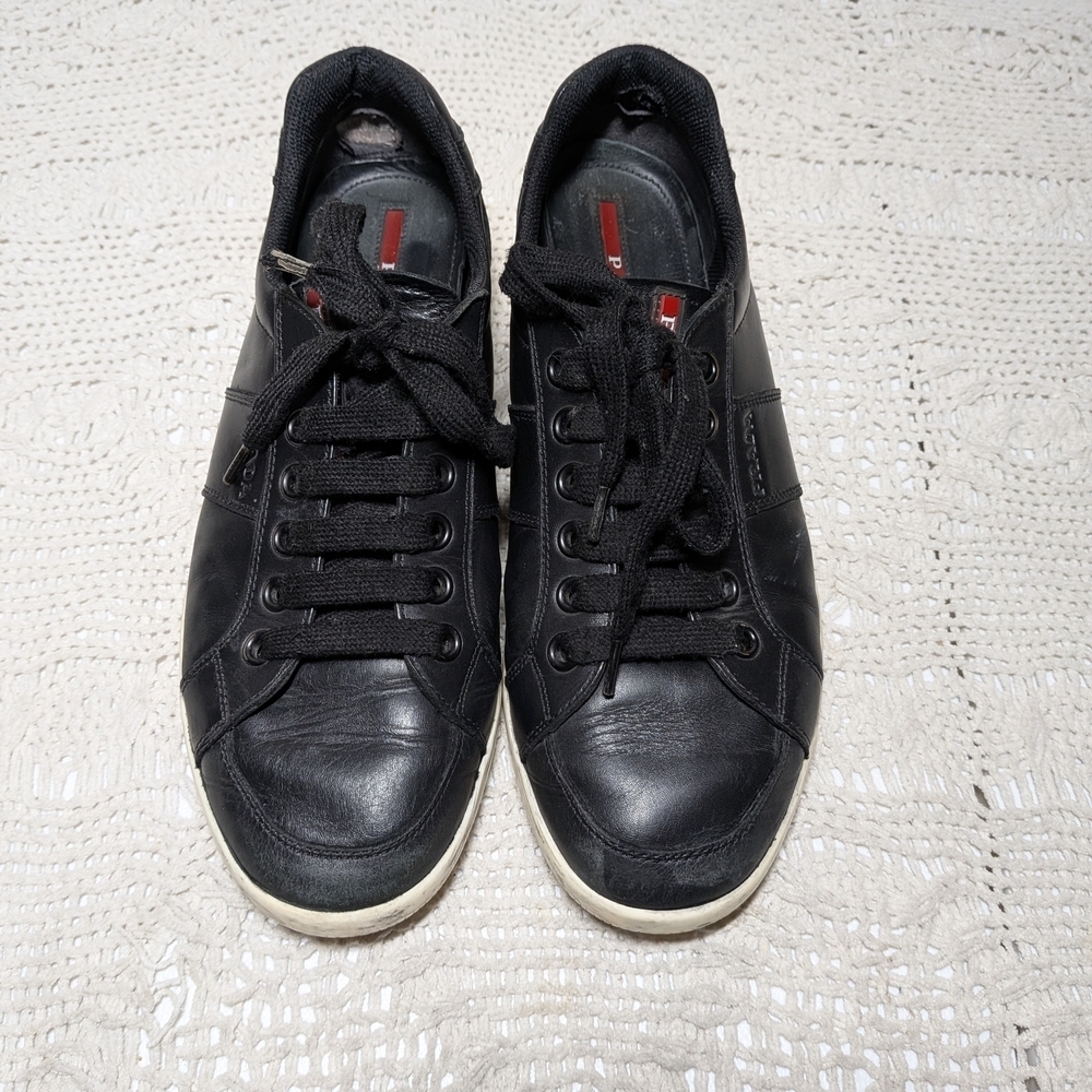 Prada Black Leather Men's Sneakers Prada Size 7 1/2 US 8 1/2
